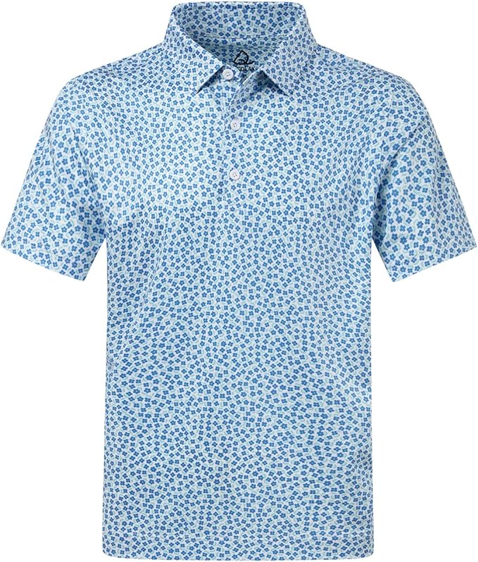 DEOLAX Mens Polo Shirts Fashion Print Mens Golf Shirt Dry Fit Mens Golf Polo Short Sleeve Quick Dry Funny Golf Shirt for Men