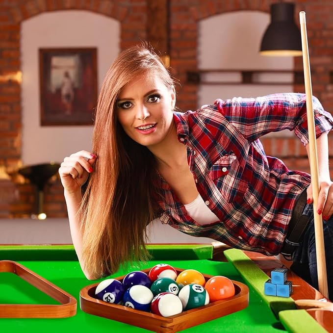 31 Pcs Billiard Accessory Kit Billiard Pool Table Balls with Triangle and Diamond Ball Holder Cue Chalks Pool Table Brush Set