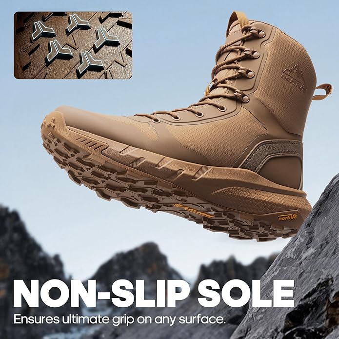 NORTIV 8 Men's Military Tactical Boot Lightweight Comfortable Boots for Work All Day Side Zipper Motorcycle Combat Hiking Boots Metrostrike(8-9 Inches)