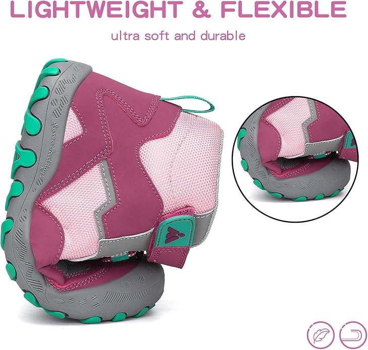Mishansha Kids Water Resistant Hiking Boots, Boys Girls Anti Collision Anti-Skid Athletic Outdoor Adventure Trekking Shoes