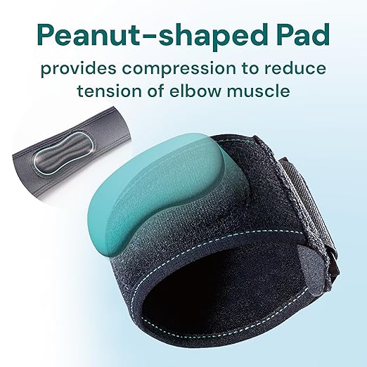 OPPO RE300 Adjustable Tennis Elbow Strap - Breathable Brace for Tennis & Golfers Elbow Pain Relief - Tendonitis Support for Men & Women (Black, One Size, 1-Pack)