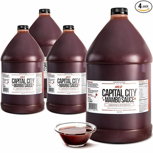 Capital City Mambo Sauce Mild, Washington DC Wing Sauces, Perfect Condiment for Wings Chicken Pork Beef Seafood Burgers Rice or Noodles, 128oz (1 Gallon) 4 Pack