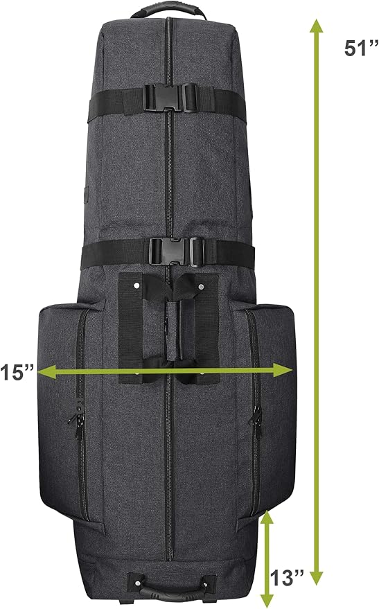 CaddyDaddy Constrictor Soft-Sided Golf Travel Bag Cover with Thick Dense Foam Padded Top 1 Year Full Travel Bag Replacement Coverage | Wheels & Lockable Zippers Case for Transporting Clubs on Airlines