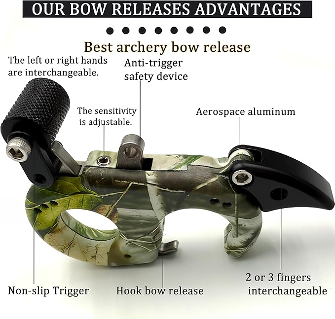 Bow Release for Compound Bow 360° Rotatable Thumb Release for Compound Bow Archery Trigger Release
