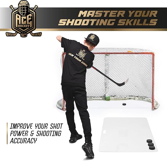 Shooting Pad 24” x 48” - Shoot Like on Real Ice - Practice Shooting, Stickhandling, Passing Skills on 8 sqft - Convenient Off-Ice Training - Easy to Carry - Synthetic Ice Mat