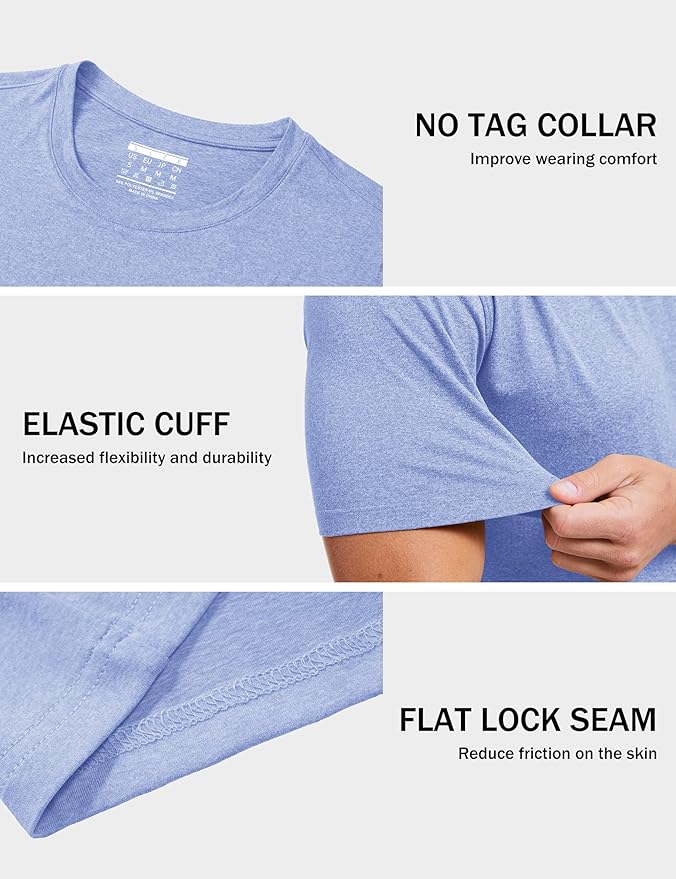MAGCOMSEN Men's Dry Fit Workout Shirts Short Sleeve Tee Shirts Moisture Wicking Athletic Running Performence Tshirts