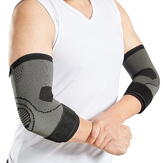 Bodyprox Elbow Brace with Strap for Tendonitis 2 Pack, Tennis Elbow Compression Sleeves, Golf Elbow Treatment