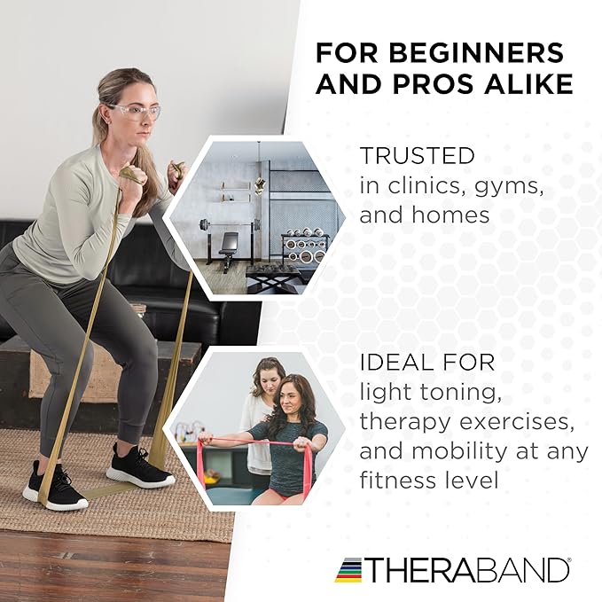THERABAND Resistance Bands, 50 Yard Roll Professional Latex Elastic Fitness Band For Upper & Lower Body & Core Exercise, Physical Therapy, Pilates, Yoga, Stretching, Home Workouts, & Rehab