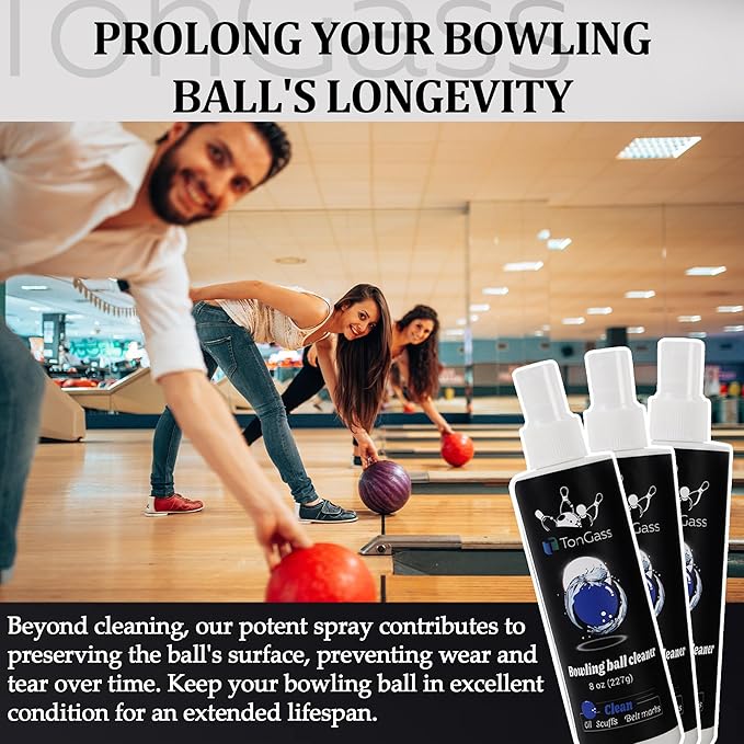 TonGass (3+3 Pack Bowling Ball Cleaner Spray Kit with Bowling Towel (Multicolor) Portable Bowling Cleaner Set Bowling Accessories Oil Scuff Mark Cleaner Restores Tack and Prolongs Lifespan of Ball