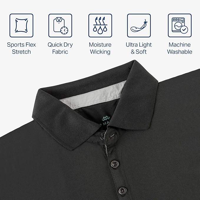 Mio Marino Golf Polo Shirts for Men - Dry Fit - Ultra-Thin Breathable Fabric