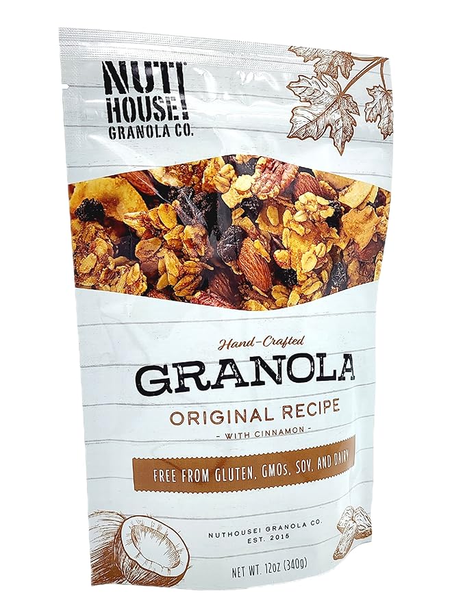 NutHouse! Granola Company - Premium Original Recipe Granola | Certified Gluten-Free, Non-GMO, Kosher | Vegan, Soy-Free | 12 oz. Bag (1-Pack)