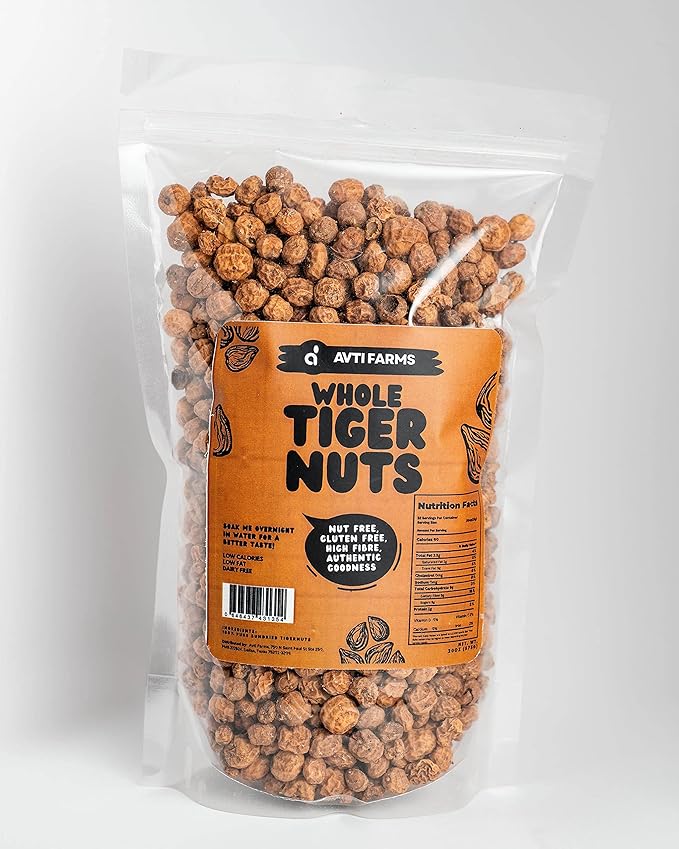 AVTI FARMS Organic Tigernuts 20oz - Superfood Raw Snacks Tiger Nuts - Gluten Free Snack, Non-GMO - Prebiotic High Fiber Raw Tiger Nuts - Vegan, Paleo Friendly | Low Calories-Keto Diet (575g/1.3Lbs)