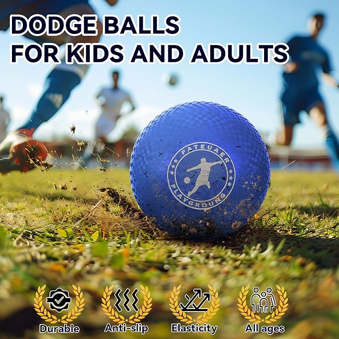 10 Inch Kickball Set, Playground Ball with Carrying Bag, Dodge Balls for Kids and Adults, Bouncing Sport Handball and Toy Ball, Outdoor Rubber Balls Official Camps and Schools Play Ball
