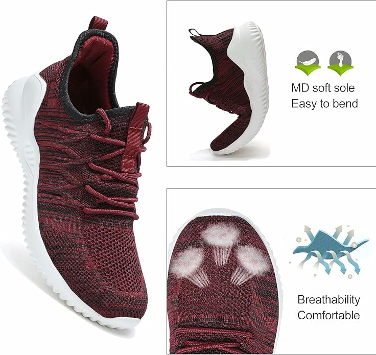 Mens Running Shoes Slip-on Walking Sneakers Lightweight Breathable Casual Soft Sole Trainers