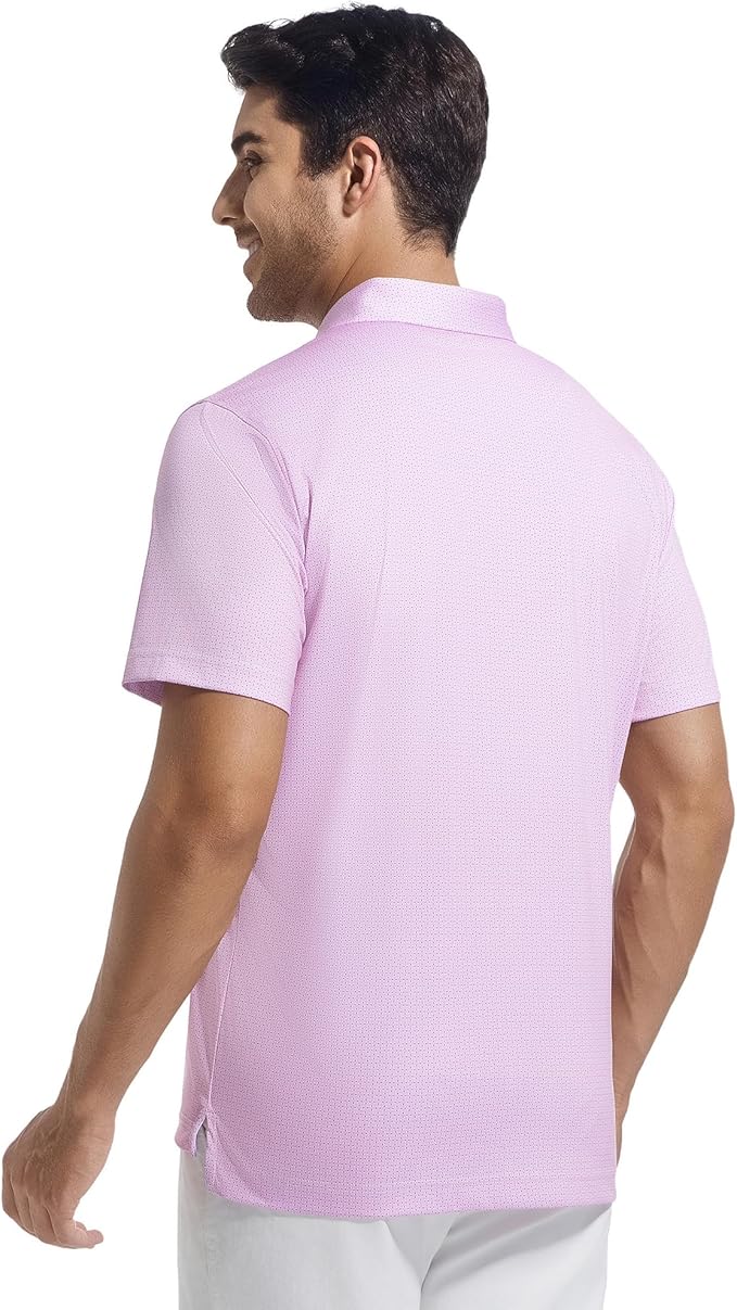 SAMERM Mens Golf Shirts Short Sleeve Dry Fit Performance Moisture Wicking Print Sport Polo Shirts for Men Casual