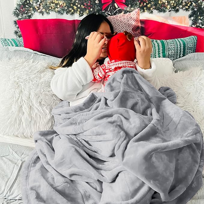Bedsure Fleece Blankets King Size Light Grey - Bed Blanket Soft Lightweight Plush Cozy Fuzzy Luxury Microfiber, 108x90 inches