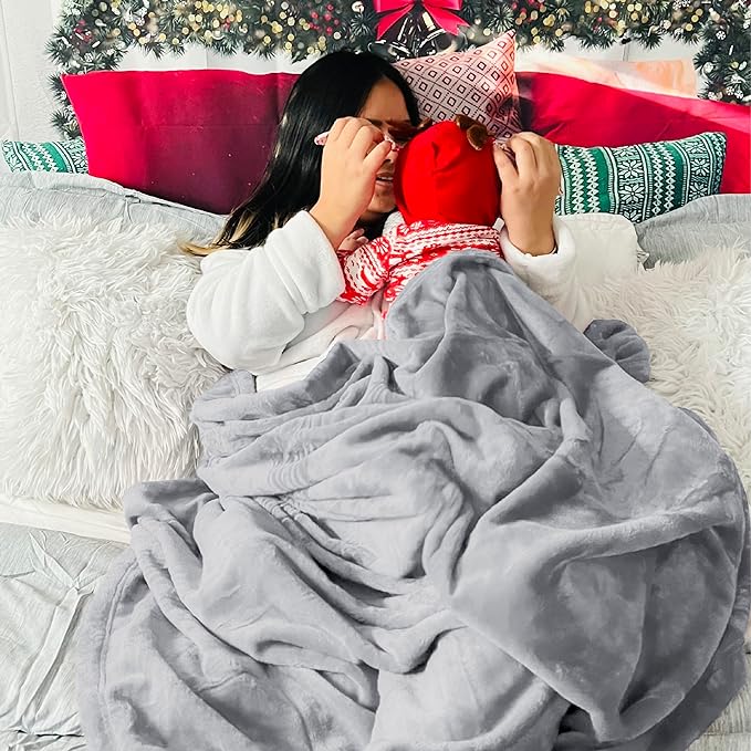 Bedsure Fleece Blanket California King Light Grey - Lightweight Plush Fuzzy Cozy Soft Bed Blankets, 102x96 inches