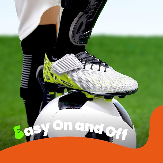 PATPAT Kids Soccer Cleats – Outdoor Firm Ground and Turf Football Training Shoes for Little Big Boys and Girls, Sizes 10-6