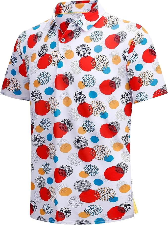 SAMERM Golf Shirts for Men Super Stretch Jacquard Dry Fit Golf Polo Moisture Wicking Short Sleeve Polo Shirts for Men
