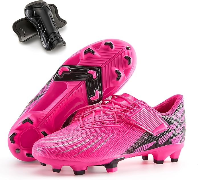 PATPAT Kids Soccer Cleats – Outdoor Firm Ground and Turf Football Training Shoes for Little Big Boys and Girls, Sizes 10-6