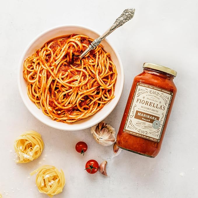 Fiorella's Marinara Pasta Sauce - Tomato Sauce Made with Fresh Ingredients - No Sugar Added, Vegan, Gluten Free, No Preservatives Added, Pasta Sauce, 25 Oz (Pack of 2)