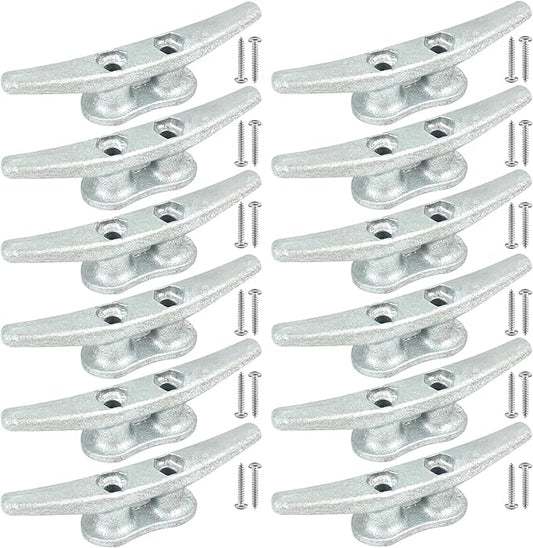 Boat Cleats 4Inch,Hot Dip Galvanized Cast Iron Dock Cleats,Electrophoretic Coated Black Dock Cleats,Rope Cleats Boat Dock Cleats for Marine Deck or Nautical Decor,Hardware Included (4/5/6/10/12Pack)