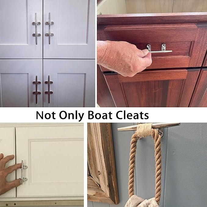 Boat Cleats 4 inch/5 inch/6 inch/8 inch Marine Dock Cleats Stainless Steel Boat Rope Cleat with Fasteners for Marine, Deck, Nautical Décor