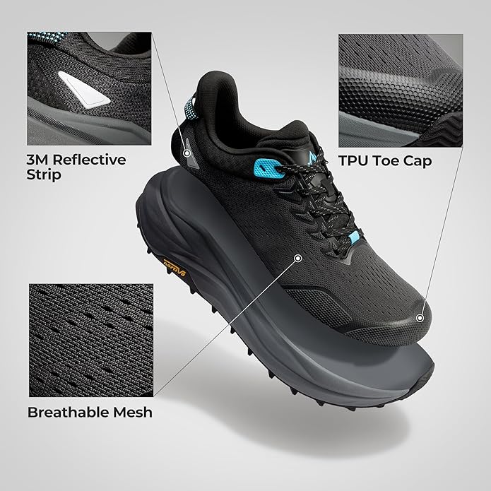 NORTIV 8 Men's Wide Toe Box Trail Running Shoes Cushion Walking Barefoot Tennis Workout Gym Cross Training Shoe Fashion Sneakers for Plantar Fasciitis Bunion