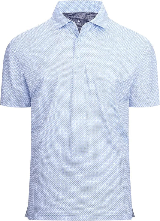 Alex Vando Mens Golf Shirt Moisture Wicking Classic Print Golf Shirts for Men