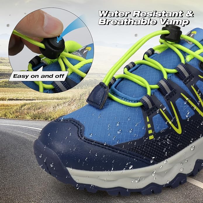 UOVO Boys Girls Hiking Shoes Kids Waterproof Running Trail Fashion Sneakers Breathable Lightweight Non-Slip Outdoor Walking Sports Shoe(Little/Big Kids)