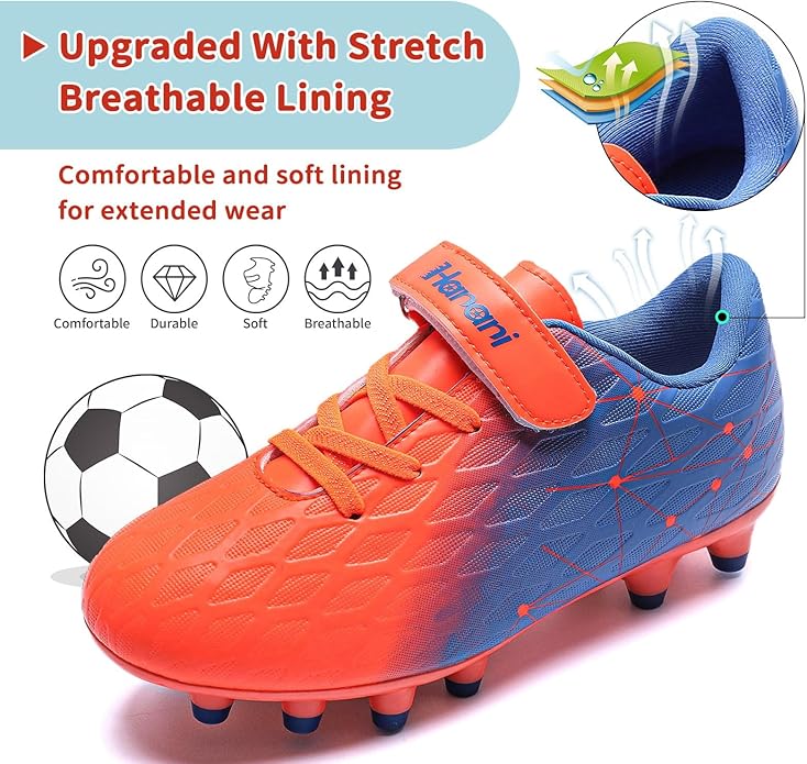 Hanani Boys Soccer Cleats Kids Girls FG/AG Soccer Athletics Sport Shoes Training Shoes Running Shoes Teenager Indoor Outdoor Football Shoes Sneakers for Unisex