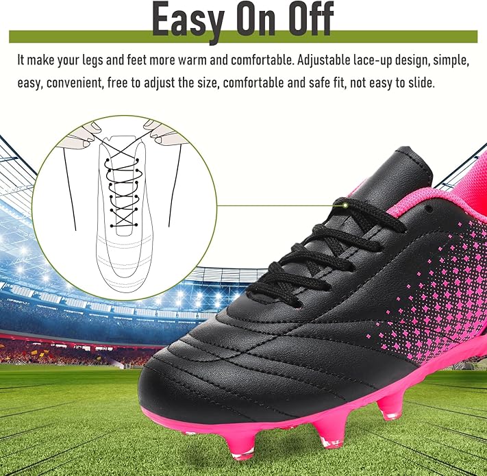 LIZRHA Soccer Shoes for Boys Girls Soccer Cleats Boys Girls Kids Athletic Outdoor Football Shoes Youth Football Cleats Outdoor & Indoor Soccer Shoes Lightweight, Running & Training for Students
