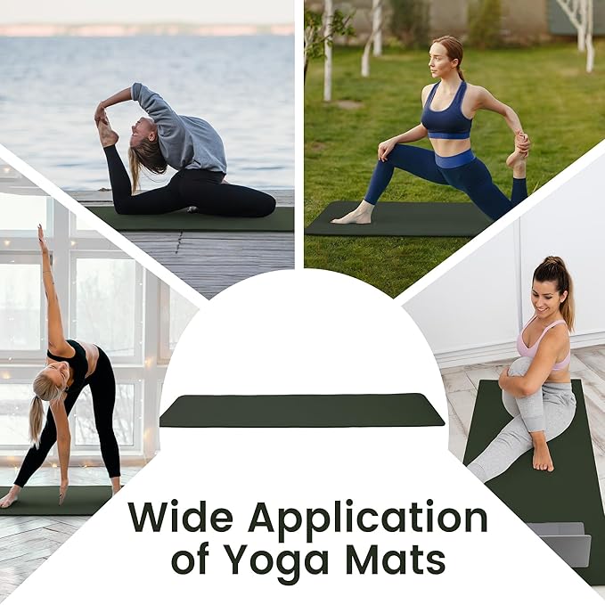 Yoga Mat, 1/2-Inch Extra Thick High Density Exercise Mat, Anti-Tear Exercise Yoga Mat with Carrying Strap, Suitable for Various Yoga Exercises