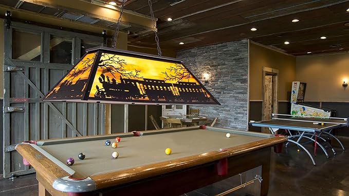 TOCHIC 3 Light Pool Table Light, Vintage Train Billiard Light Retro Kitchen Island Pendant, Adjustable Hanging Pool Table Lights Fixture for Game Rooms, Snooker Table, Cabin, Men Cave, Dining Room