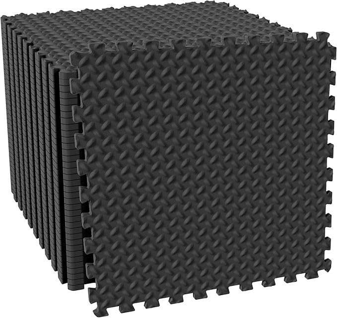 Puzzle Exercise Gym Flooring Mat, 1/2" Thick High-Density EVA Interlocking Tiles Workout Mat for Home Gym, Fitness Equipment, MMA, Gymnastics, 36-Piece Shock-Absorbing Exercise Mat (144 Sq Ft)