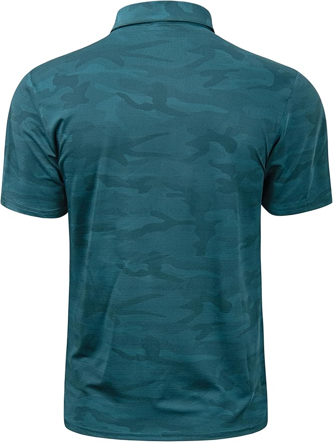 TAPULCO Mens Quick Dry Polo Shirts Camouflage Pattern Performance Athletic Lightweight Breathable Casual Golf Tshirts