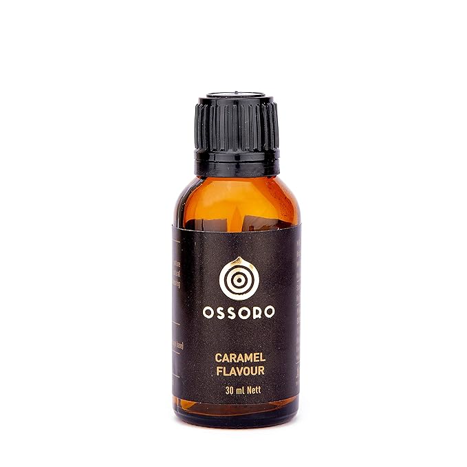 Ossoro Food Flavour Caramel Essence 100% Vegetarian Essence 1 Fl Oz with No Sugar Added Non-GMO and Gluten-Free Used to Make Cakes, Snacks, Ice creams, Candies, Baking