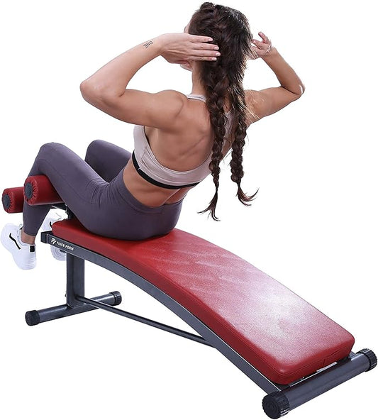 Finer Form Gym-Quality Sit Up Bench with Reverse Crunch Handle - Curved Ab Workout Bench for Your Home Gym. More Effective than an Ab Machine or Ab Roller. Get Abdominal Weight Bench for Decline Bench Press Right in Your Home Gym.