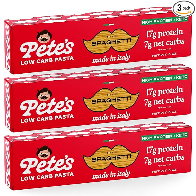17g High Protein Spaghetti Noodles | 7g Low Carb Keto Pasta | Healthy, Italian Pasta From Italy | 3-Pack, 8oz - Pete's Pasta