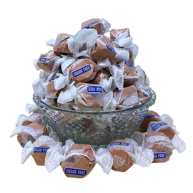 Sugar Free Chocolate Salt Water Taffy - 1lb (16oz) Bulk Bag Individually Wrapped Soft & Chewy Nut Free, Gluten Free, Diabetic & Keto Friendly Gourmet Candy For Taffy Lovers