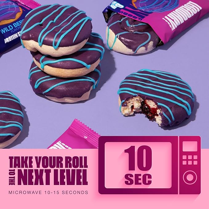 Legendary Foods 20g Protein Wild Berry Sweet Roll - Premium High Protien Bars, Low Carb Meal Replacement Snack, Low Glycemic Index, Gluten Free Snacks - Zero Sugar, Keto and Diabetic Friendly 10-Pack