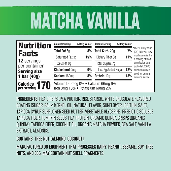 Mezcla Puff Crispy Protein Bars, Gluten Free & Vegan Protein Bars, 10g Protein, Alt for Crispy Rice Treat, Granola Bars & Breakfast Bars, Healthy Snacks for Adults (1 Count (Pack of 1), Matcha Vanilla)