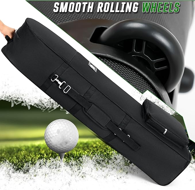 Golf Travel Bags for Airlines with Adjustable Support Rod and Detachable Shoulder Straps, Soft Foldable Golf Club Travel Covers, 900D Heavy Duty Oxford