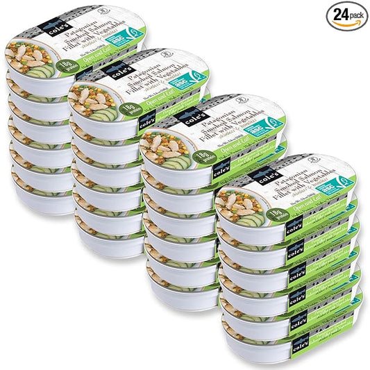 COLE’S - Patagonian Smoked Salmon Fillet with Vegetables| Ready to Eat Meal | 5.6 oz Canned & Hand-Packed | 19g Protein | High in Vitamin D | 24 pack