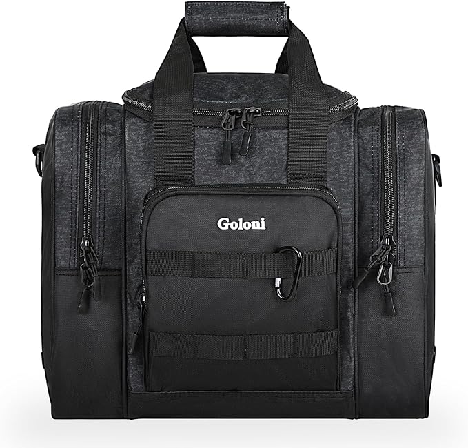 Goloni Bowling Ball Bag for Singer Ball with Padded Ball Holder, 2 Pockets fit Bowling Shoes Up to Mens Size 14 and Accessories