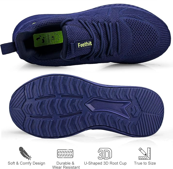 Feethit Mens Non Slip Walking Sneakers Lightweight Breathable Slip on Running Shoes Athletic Gym Tennis Shoes for Men