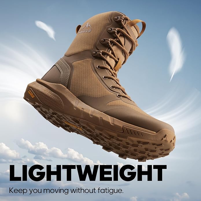 NORTIV 8 Men's Military Tactical Boot Lightweight Comfortable Boots for Work All Day Side Zipper Motorcycle Combat Hiking Boots Metrostrike(8-9 Inches)
