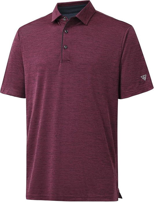 M MAELREG Golf Shirts for Men Short Sleeve Dry Fit Casual Striped Performance Moisture Wicking Collared Mens Polo Shirts