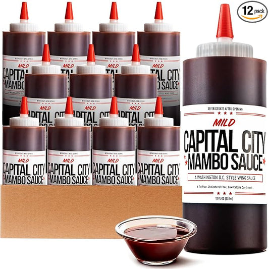 Capital City Mambo Sauce Mild, Washington DC Wing Sauces, Perfect Condiment for Wings Chicken Pork Beef Seafood Burgers Rice or Noodles, 12oz (12 Pack)