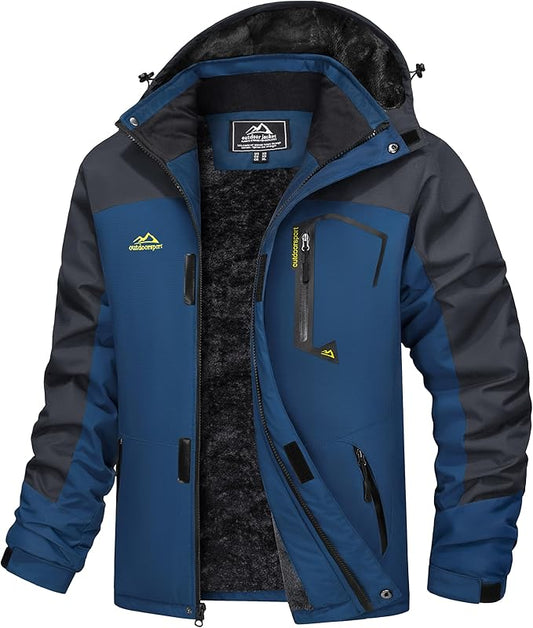 MAGCOMSEN Men's Winter Coats Water Resistant Ski Snow Jacket Warm Fleece Jacket Parka Raincoats With Multi-Pockets